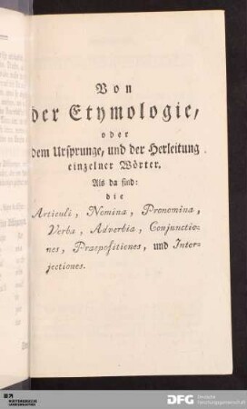Von der Etymologie [...].