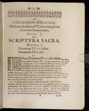 Locus I. De Scriptura Sacra.
