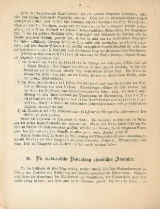 II. Die medicinische Bedeutung chemischer Analysen
