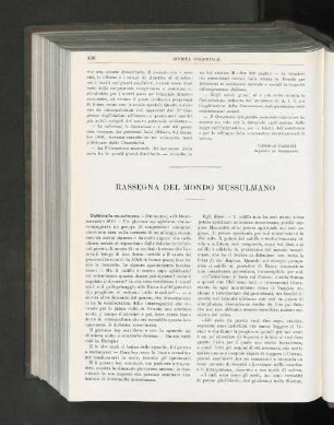Rassegna Del Mondo Mussulmano.