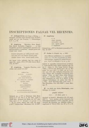 Inscriptiones Falsae vel recentes