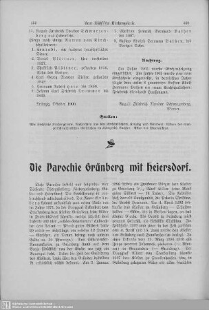 Die Parochie Grünberg mit Heiersdorf