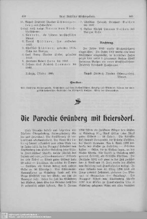 Die Parochie Grünberg mit Heiersdorf