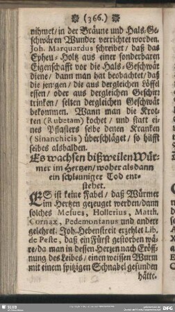 Es wachsen bißweilen Würmer im Hertzen, woher alsdann ein schleuniger Tod entstehet