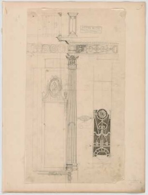 Thiersch, Friedrich von; Wiesbaden; Kurhaus - Säule (Ansicht); Schnitt, Detail
