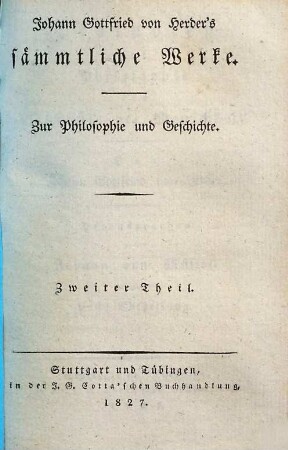 Präludien zur Philosophie der Geschichte der Menschheit, 1