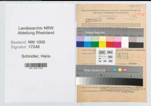 Entnazifizierung Hans Schindler, geb. 13.05.1908 (Verw.Beamter)