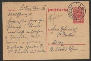 Brief an Ludwig Strecker (senior) an B. Schott's Söhne : 05.01.1920