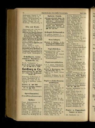 Papierfabriken bis Putzmacherinnen