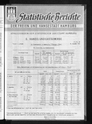 Der Fremdenverkehr in Hamburg im Oktober 1969 : Lfd. Nr. 82