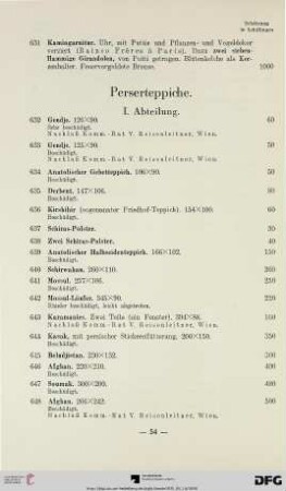 Perserteppiche. I. Abteilung (Nr. 632-651)