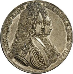 Medaille auf die brüderliche Eintracht der Herzöge Christian Ulrich und Carl Friedrich von Württemberg-Oels, 1705