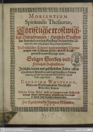 Morientium spiritualis thesaurus