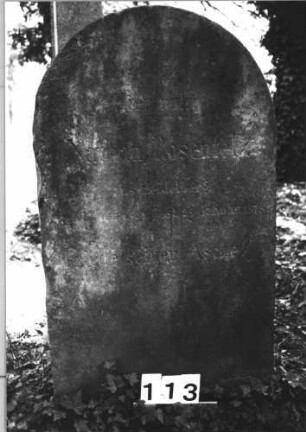 Grabstein 113 (Index: 100085516) Maße HxBxT: 117x65x15 cm Beschreibung: Stele, Rundbogenabschluß: Grabstein 113