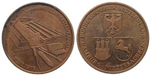 Hamburg: Medaille auf die Einweihung des Elbe Seitenkanals 1976