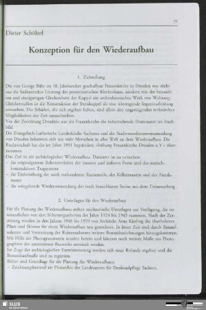 Konzeption für den Wiederaufbau