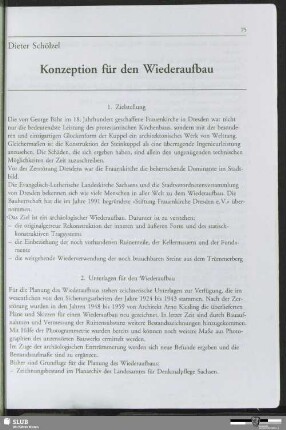 Konzeption für den Wiederaufbau