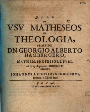 De usu matheseos in theologia