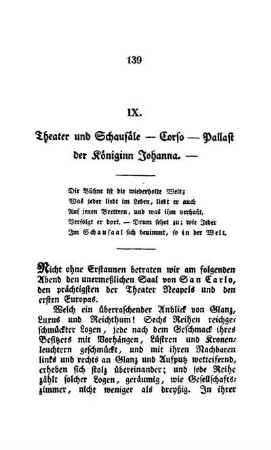 IX. - Theater und Schausäle - Corso - Pallast der Königin Johanna -