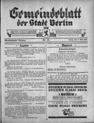 1927,19: Nr. 19, 8. Mai 1927