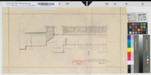 Haltepunkt Essen-Süd: Bahnsteigüberdachung mit Straßenanschluß: Ansicht, Grundriß, M. 1:50 Hge, Sknr.: 1, Fanr.: 13, Bunr.: 5