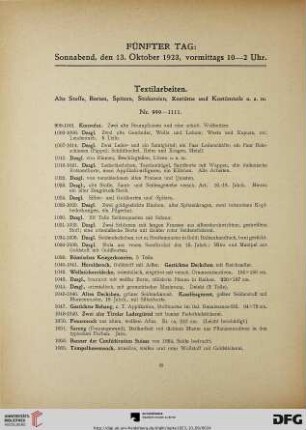 Textilarbeiten (Nr. 999-1111)