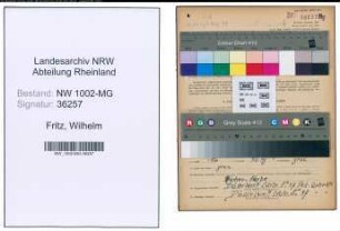 Entnazifizierung Wilhelm Fritz , geb. 05.05.1891 (Wachmann)