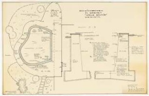 Garten W. Schmid, Weigheim: Schwimmbecken Lageplan 1:50 und 2 Schnitte 1:10