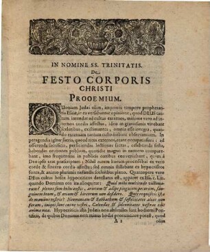 Disp. theol. de festo Corporis Christi, vulgo Fronleichnams-Tag
