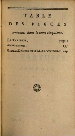 Oeuvres de Molière, 5. Le Tartuffe. Amphitryon. George Dandin. - 357 S.