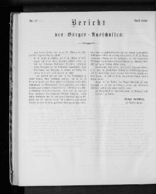 Nr. 17 Bericht des Bürgerausschusses April 1860