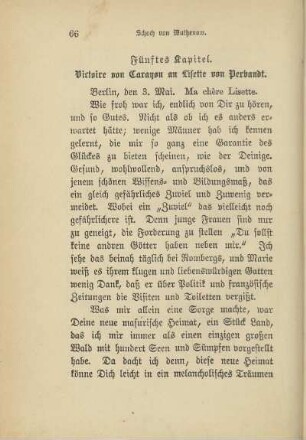 Fünftes Kapitel. Victoire von Carayon an Lisette von Perbandt