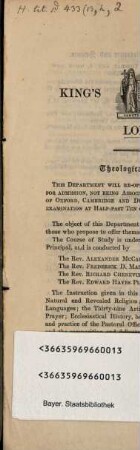 King's College, London : July, 1847