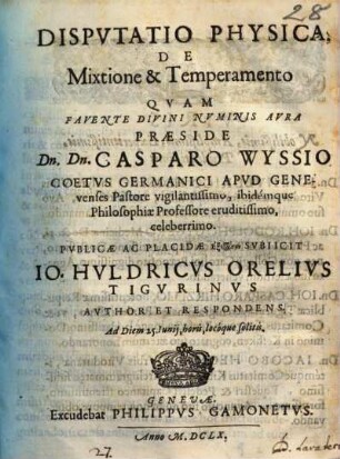 Disputatio physica de mixtione et temperamento