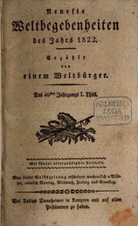 Neueste Weltbegebenheiten : d. Jahrs ... 1822,1