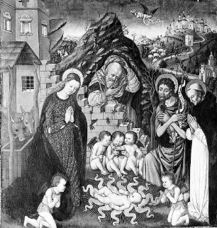 Die Anbetung des Kindes mit den Heiligen Johannes dem Täufer und Dominikus