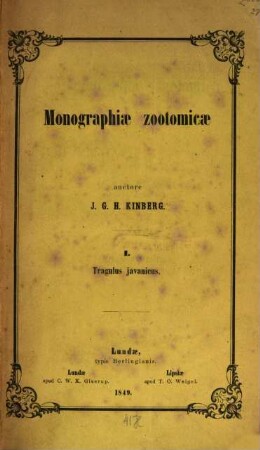 Monographiae zootomicae. 1