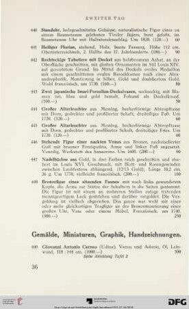 Gemälde, Miniaturen, Graphik, Handzeichnungen (Nr. 449-505)