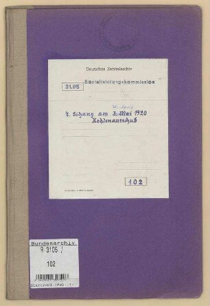 7. Sitzung am 30. Apr. 1920: Kohlenausschuss