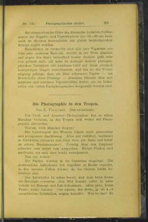 Die Photographie in den Tropen