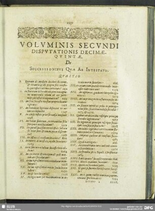 Voluminis Secundi Disputationis Decimaequintae, De Successionibus Quae Ab Intestato