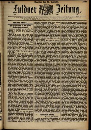 Erste Ausgabe vom Samstag, den 14. Dezember 1889.