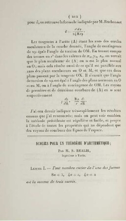 Scolies pour un théorème d'arithmétique.