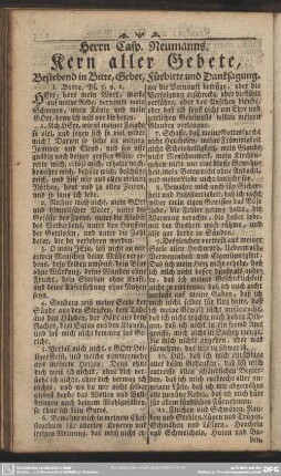 Herrn Casp. Neumanns. Kern aller Gebete, Bestehend in Bitte, Gebet, Fürbitte und Danksagung