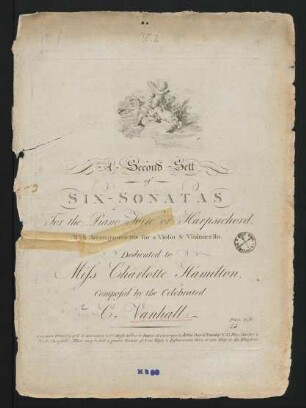 Six-sonatas for the piano-forte or harpsichord, with accompaniments for a violin & violoncello