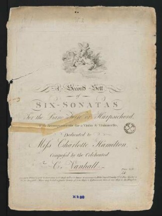 Six-sonatas for the piano-forte or harpsichord, with accompaniments for a violin & violoncello