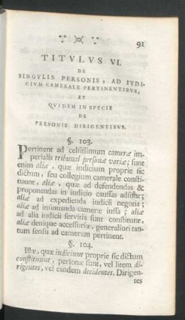 Titulus VI. De Singulis Personis, Ad Iudicium Camerale Pertinentibus, ...