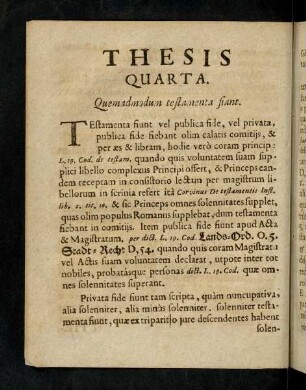 D3v-F2v, Thesis Quarta. Quemadmodum testamenta fiant. Thesis Quinta. De Jure feudali circa testamenta.
