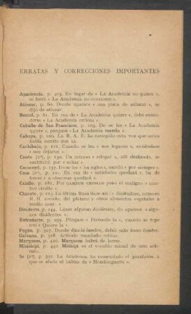 Erratas y correcciones importantes