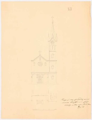 Kirchturm, Canitz (?): Ansicht Grundriss